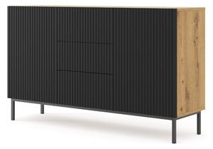 Комод Ravenna B 150 2D3S фрезован фолиран MDF, дъб артисан/черно