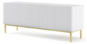 ТВ шкаф Ravenna B 150 3D фрезован фолиран MDF, бял мат/злато