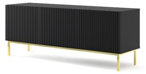 ТВ шкаф Ravenna B 150 3D фрезован фолиран MDF, черен мат/злато