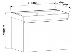 PVC ШКАФ AMO-75 5157-75+УМИВ. 5953W-76CM