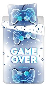 Единично памучно детско спално бельо в бял и син цвят 140x200 cm Game over – Jerry Fabrics