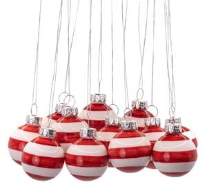 Стъклени ръчна изработени коледни топки в комплект 12 бр. ø 3 cm Bauble Stripe – Sass & Belle