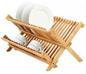 Сушилник за съдове Kinghoff KH 1631, 40x33x24 см, 2 нива, сгъваем, бамбук