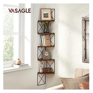 Ъглов рафт, Vasagle, LLS851B01, Кафяв Рустик, 20 x 20 x 127 см