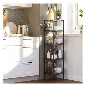 Рафт за съхранение, Songmics, 100 кг, LGR23BK, Черен, 30 x 30 x 123 см