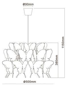 Детски полилей FARFALLA 1xE27/60W/230V розов