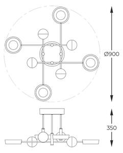 Zuma Line MX7170-8-3BGT - димируема LED плафон-люстра LARA LED/60W/230V, златист/черен