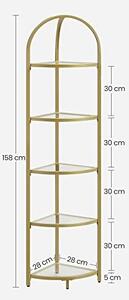 Рафт под стълбите, Vasagle, Златен, 29.5x29.5x163.2 см
