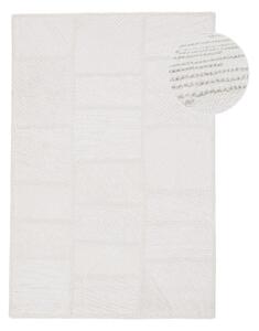 Бял ръчно изработен килим със смес от вълна 140x200 cm Sculptured Blocks – Flair Rugs