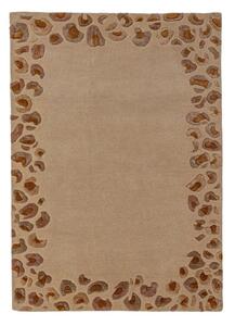 Ръчно изработен килим със смес от вълна в естествен цвят 140x200 cm Leopard Frame – Flair Rugs