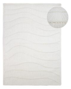 Бял ръчно изработен килим със смес от вълна 140x200 cm Sculptured Wave – Flair Rugs