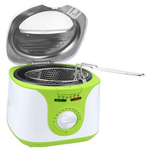 Фритюрник Voltz V51980A, 2 литра, 1300W, 80-190 C, Незалепващ съд, Бял/зелен