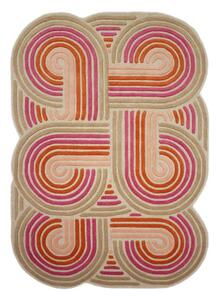 Розов ръчно изработен вълнен килим 140x200 cm Spiral Shaped – Flair Rugs