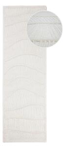 Бяла ръчно изработена пътека със смес от вълна 80x230 cm Sculptured Wave – Flair Rugs