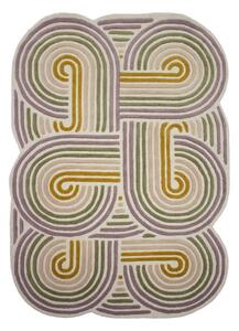 Зелен ръчно изработен вълнен килим 140x200 cm Spiral Shaped – Flair Rugs
