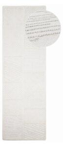 Бяла ръчно изработена пътека със смес от вълна 80x230 cm Sculptured Blocks – Flair Rugs