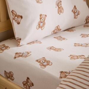 Кремав еластичен единичен фланелен детски чаршаф 90x190 cm Brushed Teddy Bear – Catherine Lansfield