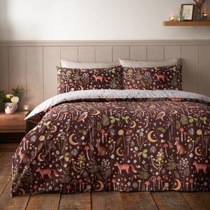 Тъмнокафяво единично спално бельо 135x200 cm Enchanted Twilight Animals – Catherine Lansfield