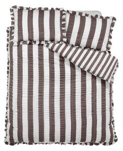 Тъмнокафяво единично спално бельо 135x200 cm Seersucker Frill Stripe – Catherine Lansfield