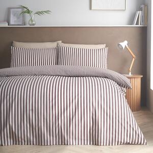Тъмнокафяво единично спално бельо 135x200 cm Epping Textured Stripe – Catherine Lansfield