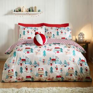 Единично спално бельо 135x200 cm Christmas Mouse Town – Catherine Lansfield