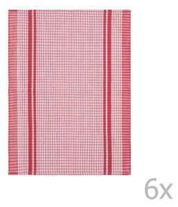 Комплект от 6 червени памучни кърпи за чай Waffle, 50 x 70 cm - Tiseco Home Studio