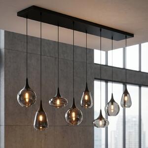 Trio Lighting Висящо осветително тяло Lumina, 8 лампи, черно/хром, стъкло, Затъмняване, Черен, Дневна/трапезария, Стъкло