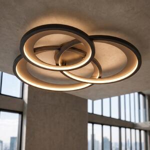 Trio Lighting LED осветление за таван Granada, черен мат/злато, Затъмняване, Черен, Дневна/трапезария, Метал, Модерен