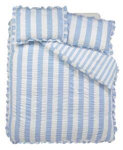 Синьо двойно спално бельо 200x200 cm Seersucker Frill Stripe – Catherine Lansfield