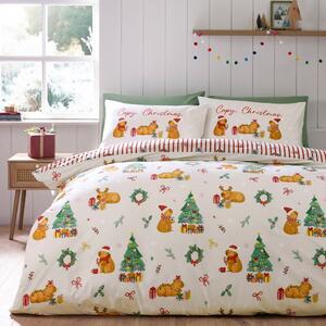 Единично спално бельо в естествен цвят 135x200 cm Capy Christmas – Catherine Lansfield
