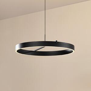 Lucande LED висяща лампа Rovan, Ø 60 cm, черна, CCT, с регулиране на яркостта, Затъмняване, Черен, Дневна/трапезария, Метал, Модерен
