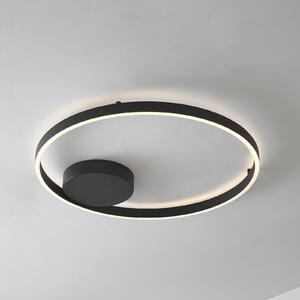 Lucande Smart LED таванска лампа Moise, черна, CCT, Tuya, Затъмняване, Черен, Дневна/трапезария, Алуминий, Модерен
