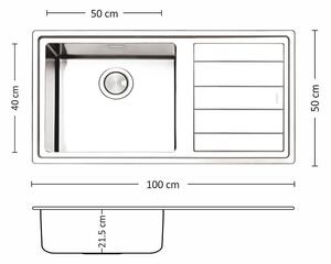 Leks MEGA BB 100.1 R/L TI Кухненска мивка за вграждане