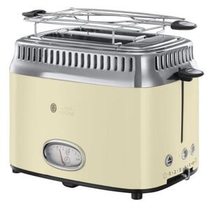 Тостер за хляб Russell Hobbs Retro Vintage Cream 21682-56, 1300W, 2 филийки, 6 нива, Ретро индикаторна скала, Lift & Look, Бързо препичане, Кремав/инокс