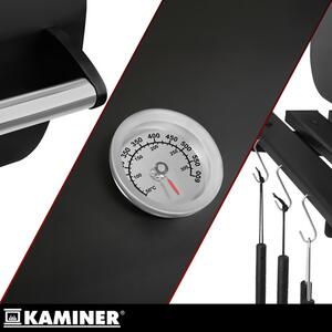 Голяма скара за барбекю на дървени въглища с капак и термометър