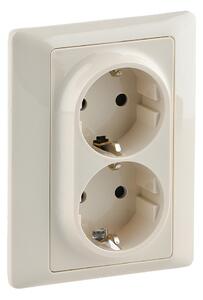 Legrand 755703 Двоен контакт Valena Life с рамка 2X2P+E Schuko 16A, авт. клеми, крем, - 755703