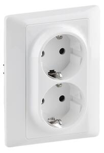 Legrand 755702 Двоен контакт Valena Life с рамка 2X2P+E Schuko 16A, авт. клеми, бял, - 755702