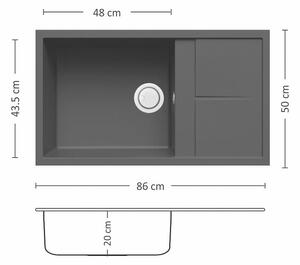 Leks UNICO PLUS BB 86.1 SI Композитна мивка за вграждане