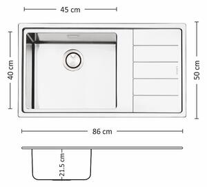 Leks MEGA BB 86.1 R/L TI Кухненска мивка за вграждане