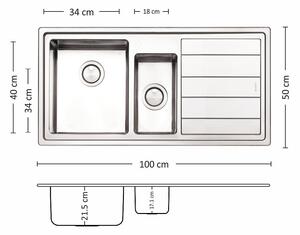 Leks MEGA 100.2 R/L TI Кухненска мивка за вграждане