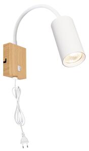 Brilagi - Гъвкава стенна лампа SELE 1xGU10/30W/230V бяла/дъбов декор