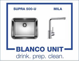BLANCO SUPRA 500-U и смесител BLANCO MILA хром Промо пакет мивка със смесител Подплотов монтаж