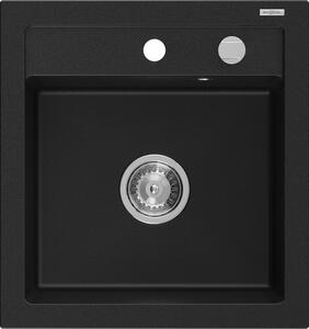 Mexen Vito гранитна мивка 1-коморна 520 x 490 мм, черна, хромиран сифон - 6503521000-77
