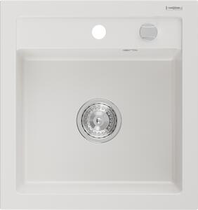 Mexen Vito гранитна мивка с 1 камера 520 x 490 mm, бяла, хромиран сифон - 6503521000-20