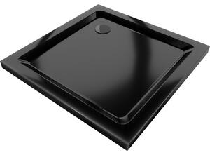 Mexen Flat квадратен плосък поддушов басейн 80 x 80 cm, черен, черен сифон - 40708080B