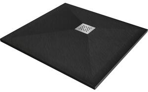 Mexen Stone+ композитен квадратен подов душ 70 x 70 см, черен - 44707070