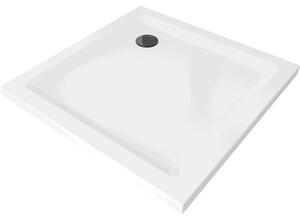 Mexen Flat квадратен душ 70 x 70 см, бял, черен сифон - 40107070B
