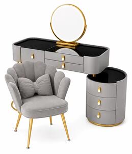 Комплект BELLA & PEARL - тоалетка за грим 80x40x120 и стол, сиво