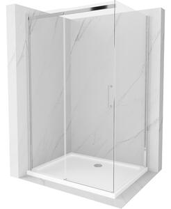 Мексен Омега разтегателна душ кабина 100 x 80 см, прозрачна, хром + подложка Flat - 825-100-080-01-00-4010