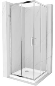 Mexen Rio квадратна душова кабина 80 x 80 см, прозрачна, хром + душка Flat, бяла - 860-080-080-01-00-4010